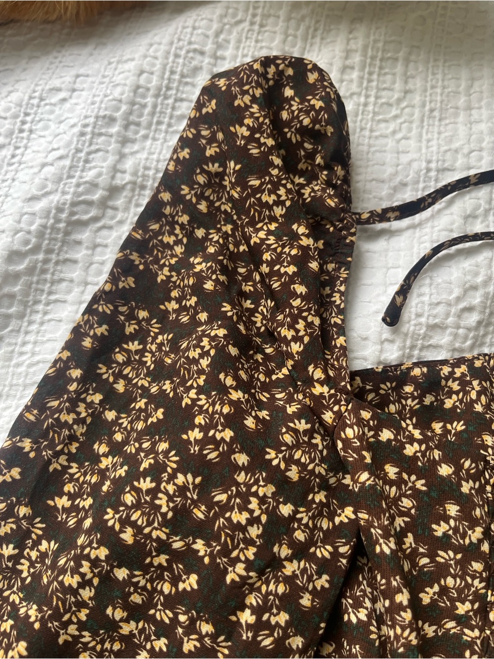 Brown Floral Long-Sleeve Maxi Dress with Square Neck - Picture 9 of 14